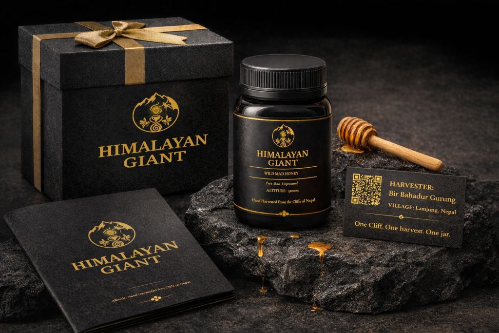 Himalayan Giant mad honey jar — rare spring harvest from Nepal